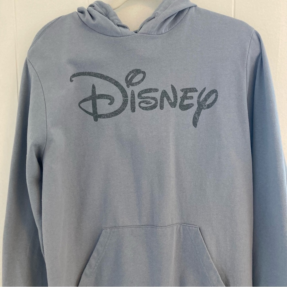 Disney Blue Logo Hoodie Sweatshirt Women’s Size Medium Lightweight Soft - Picture 2 of 7